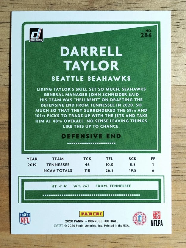 2020 Donruss #286 Darrell Taylor RC