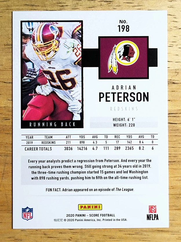 2020 Score Red #198 Adrian Peterson