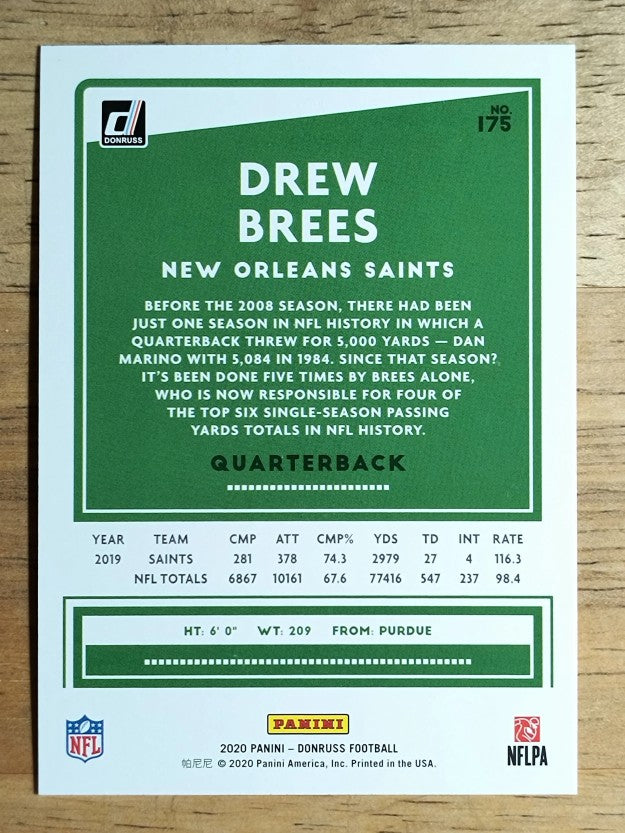2020 Donruss #175A Drew Brees