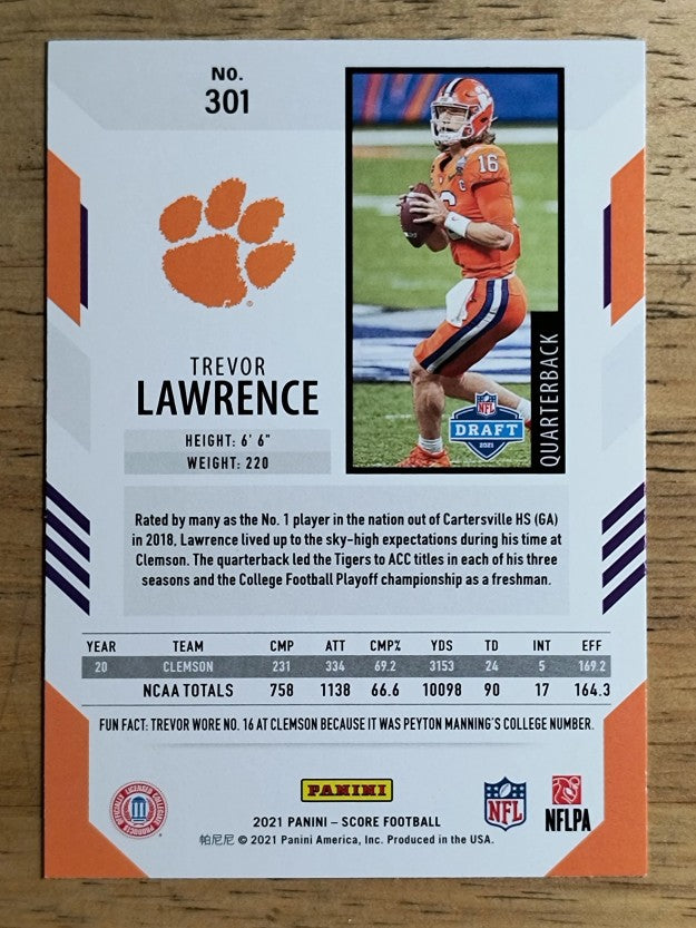 2021 Score #301 Trevor Lawrence RC