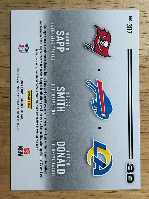 2021 Score 3D #7 Aaron Donald/Bruce Smith/Warren Sapp