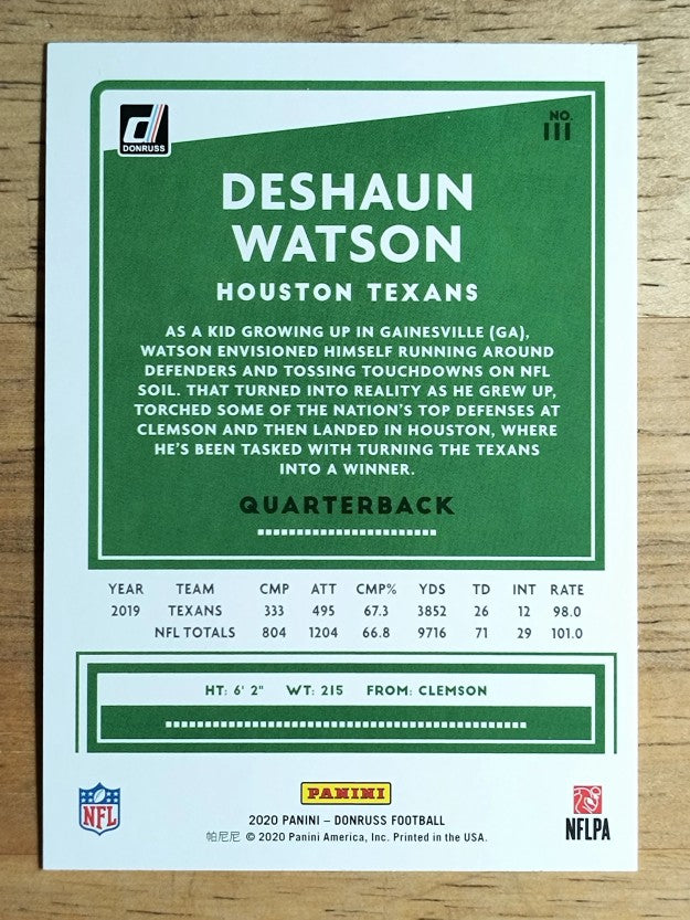 2020 Donruss #111A Deshaun Watson