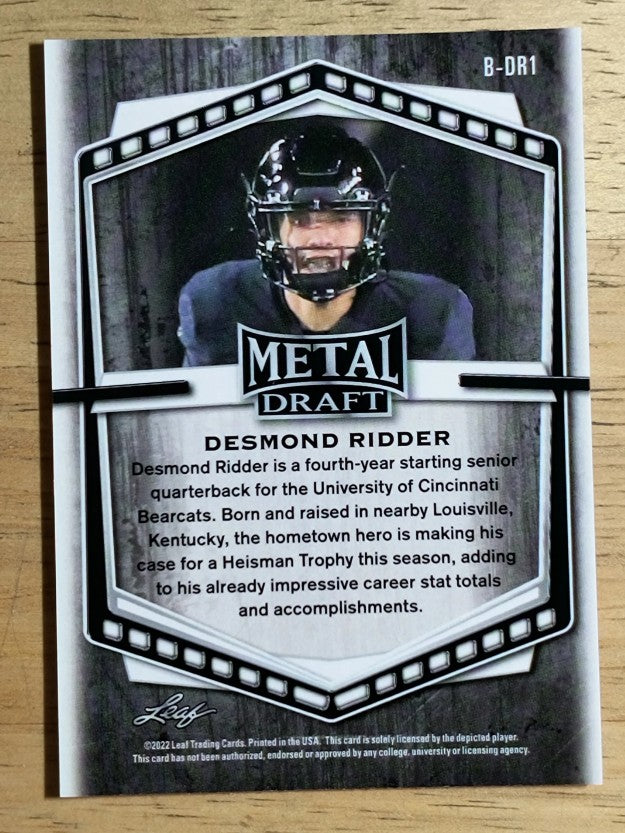 2022 Leaf Draft and Prospects Metal Wave Pink #BDR1 Desmond Ridder