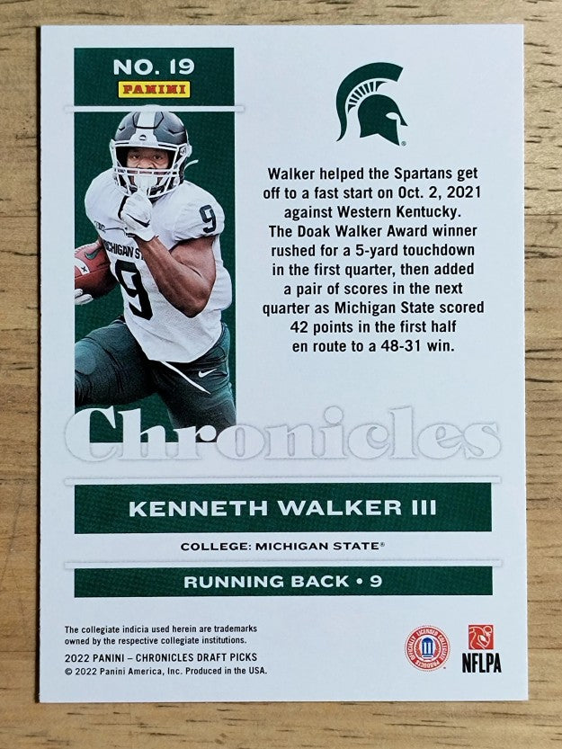 2022 Panini Chronicles Draft Picks #19 Kenneth Walker III