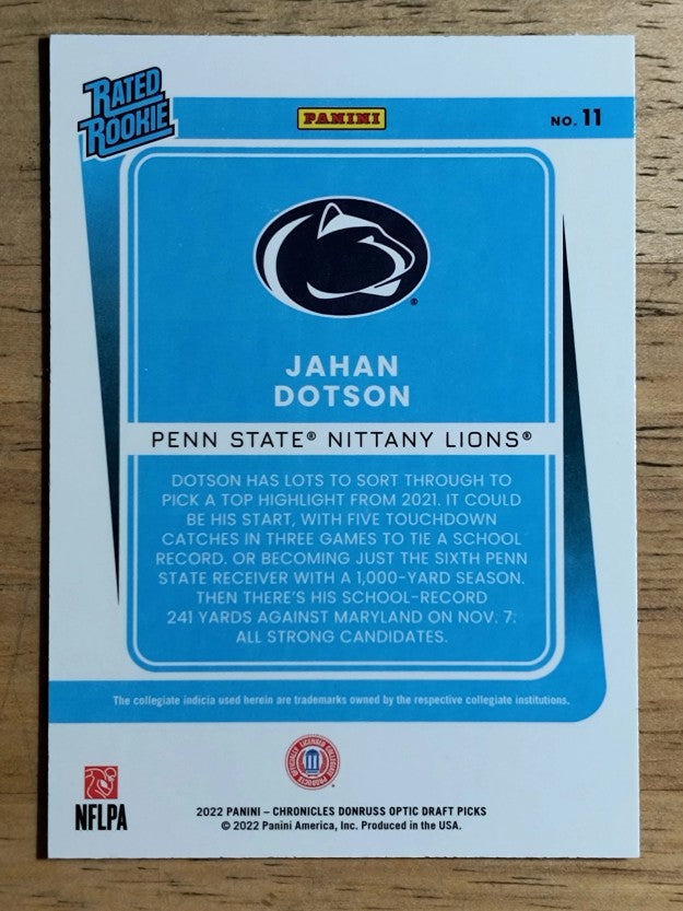 2022 Panini Chronicles Draft Picks Donruss Optic Rated Rookies #11 Jahan Dotson