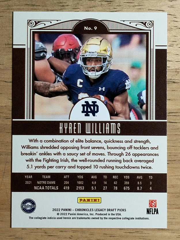 2022 Panini Chronicles Draft Picks Legacy Rookies #9 Kyren Williams