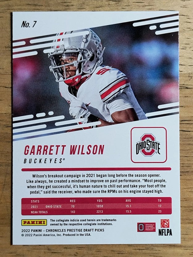 2022 Panini Chronicles Draft Picks Prestige #7 Garrett Wilson