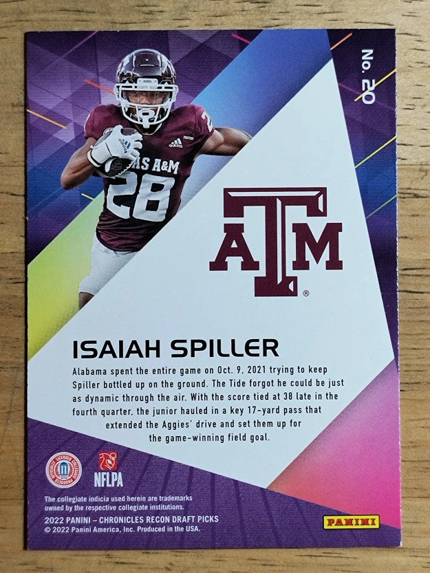 2022 Panini Chronicles Draft Picks Recon Pink #20 Isaiah Spiller