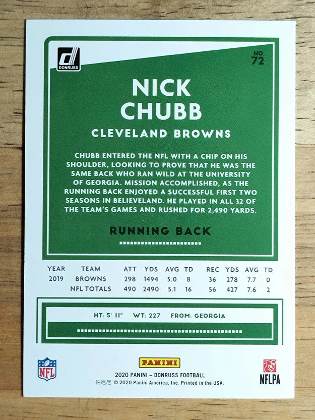 2020 Donruss #72 Nick Chubb