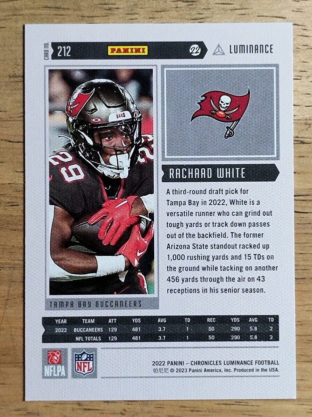 2022 Panini Chronicles Luminance Update Vertical Rookies #212 Rachaad White