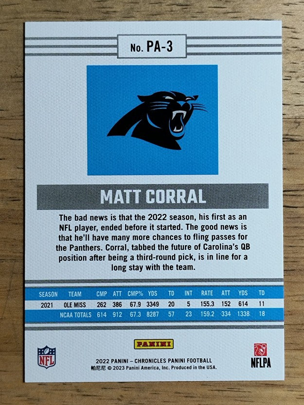 2022 Panini Chronicles Panini #3 Matt Corral