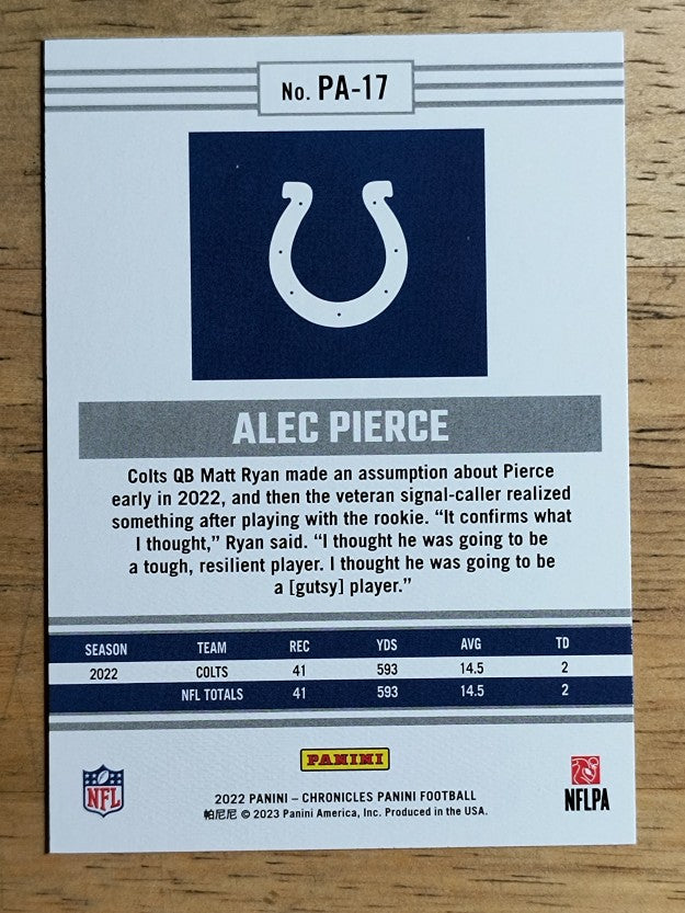 2022 Panini Chronicles Panini #17 Alec Pierce