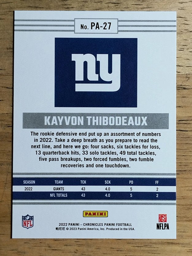 2022 Panini Chronicles Panini #27 Kayvon Thibodeaux