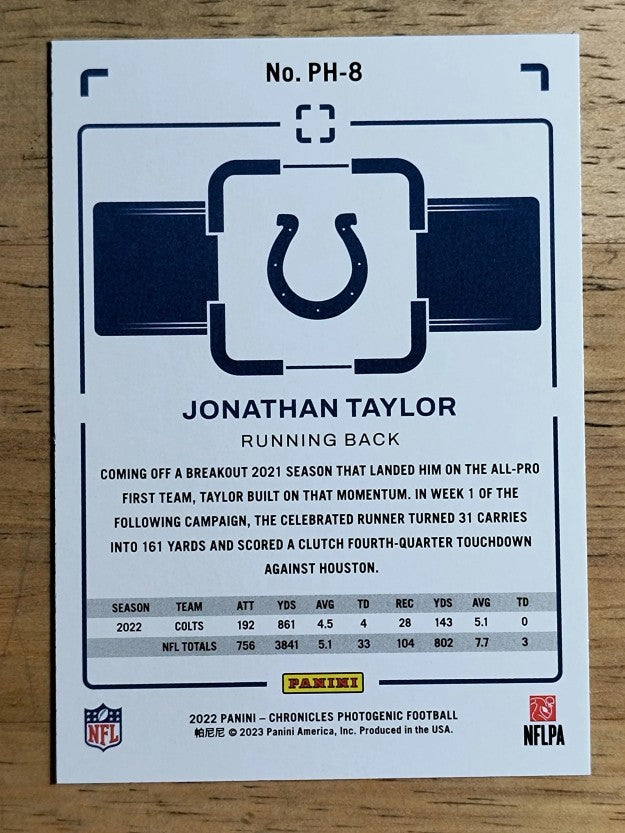 2022 Panini Chronicles Photogenic #8 Jonathan Taylor