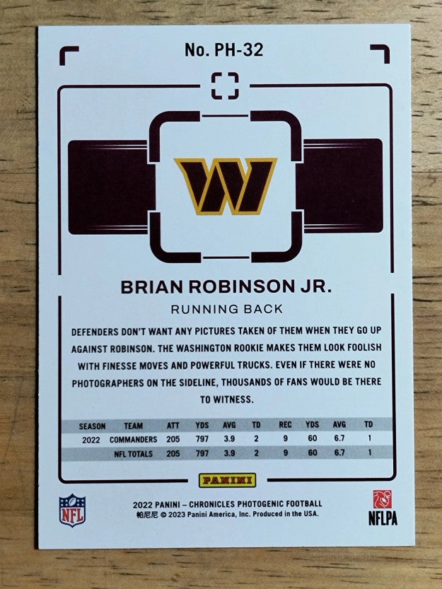 2022 Panini Chronicles Photogenic #32 Brian Robinson Jr.