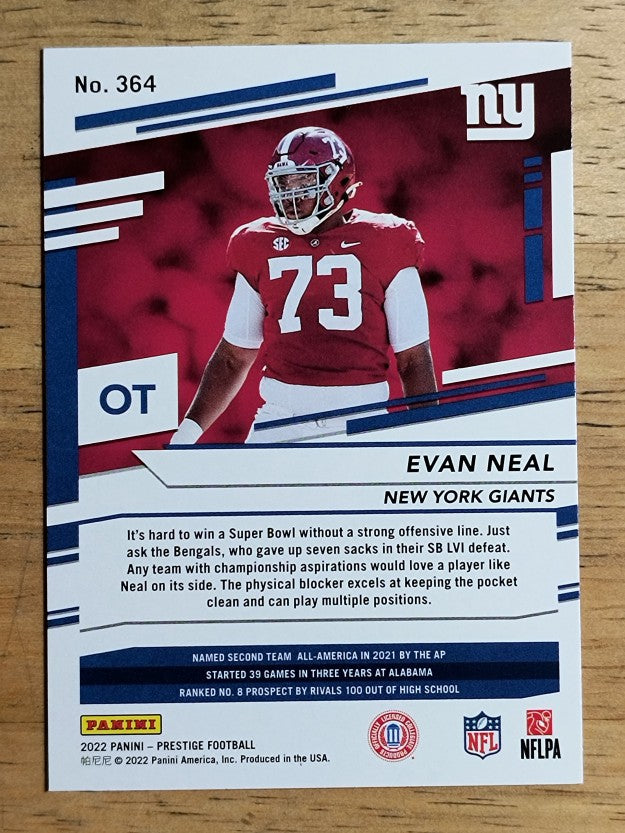 2022 Prestige #364 Evan Neal RC