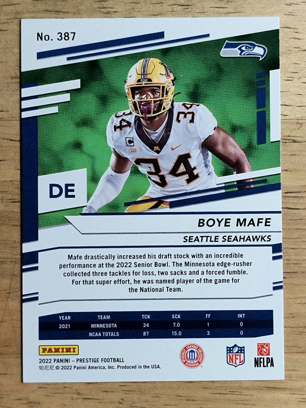 2022 Prestige #387 Boye Mafe RC