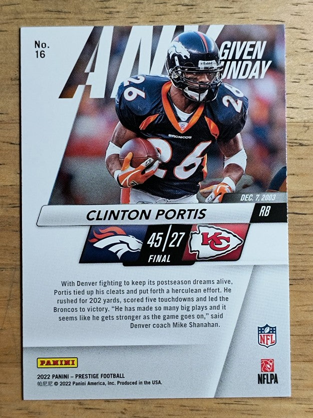 2022 Prestige Any Given Sunday #16 Clinton Portis