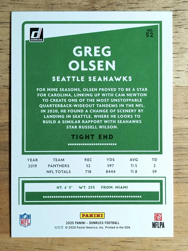 2020 Donruss #52 Greg Olsen