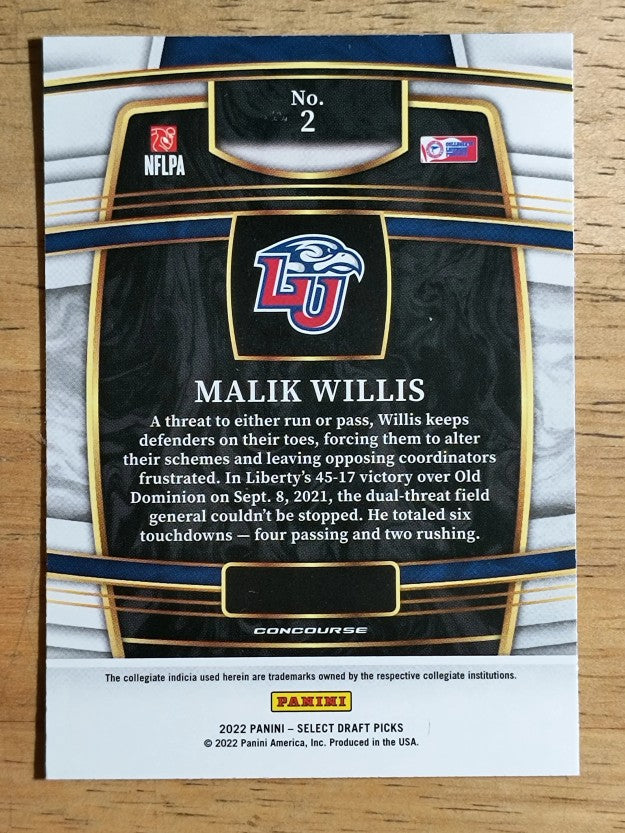 2022 Select Draft Picks Blue #2 Malik Willis