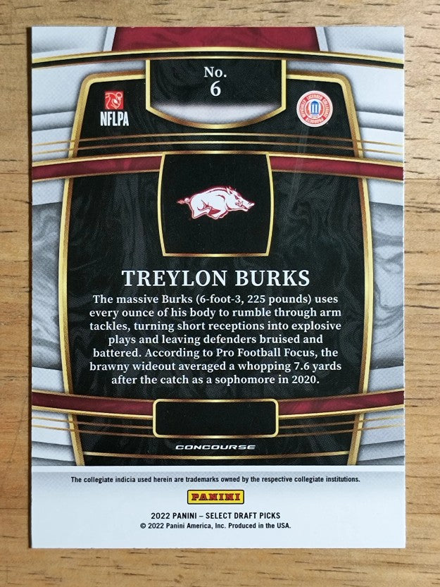 2022 Select Draft Picks Blue #6 Treylon Burks