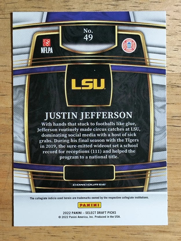 2022 Select Draft Picks Blue #49 Justin Jefferson