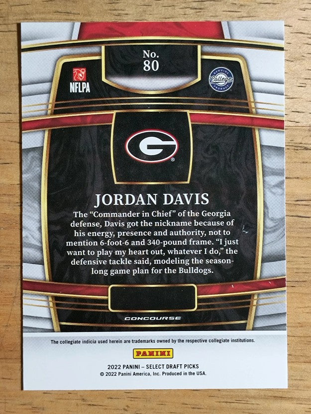 2022 Select Draft Picks Blue #80 Jordan Davis