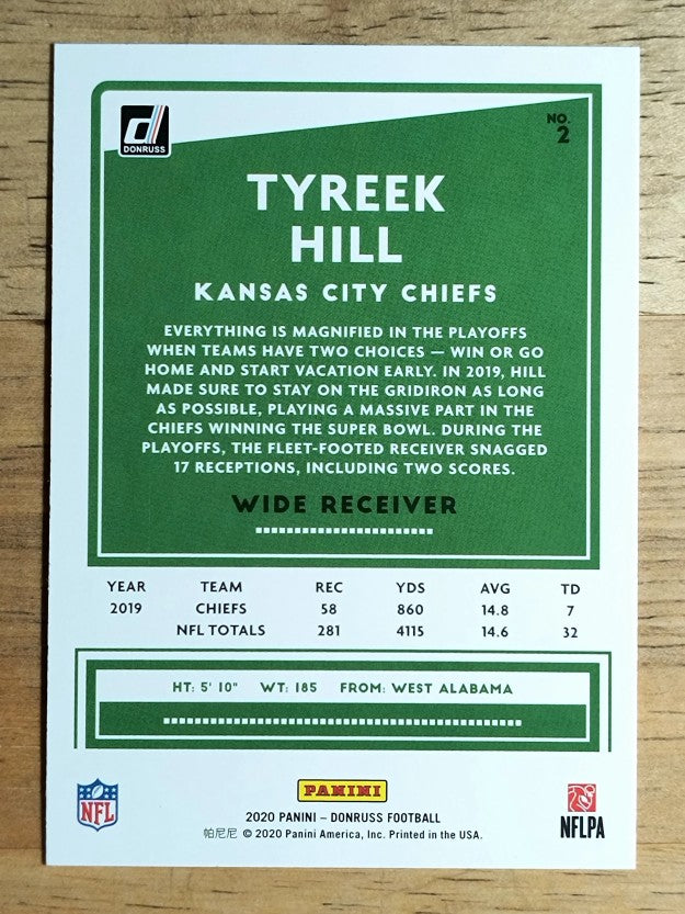 2020 Donruss #2 Tyreek Hill