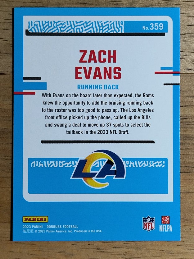 2023 Donruss #359 Zach Evans RR RC
