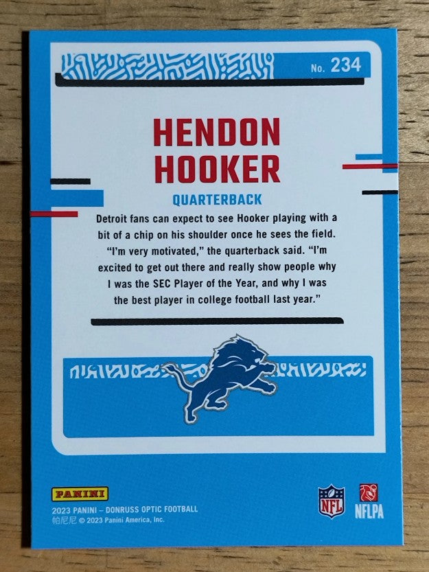 2023 Donruss Optic #234 Hendon Hooker RR RC