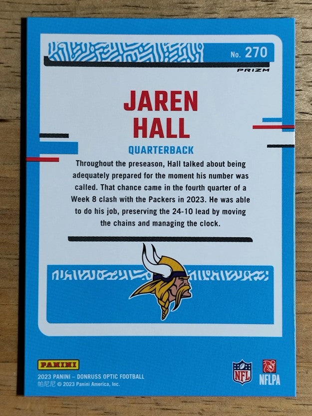 2023 Donruss Optic Blue Hyper #270 Jaren Hall RR