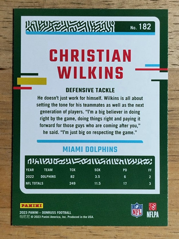 2023 Donruss Press Proof Red #182 Christian Wilkins