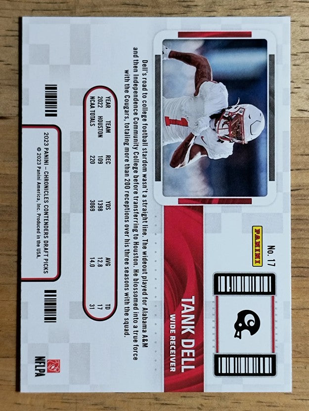 2023 Panini Chronicles Draft Picks Contenders College Ticket #17 Tank Dell