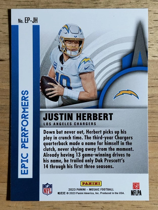 2023 Panini Mosaic Epic Performers #9 Justin Herbert