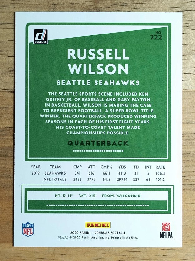 2020 Donruss #222A Russell Wilson