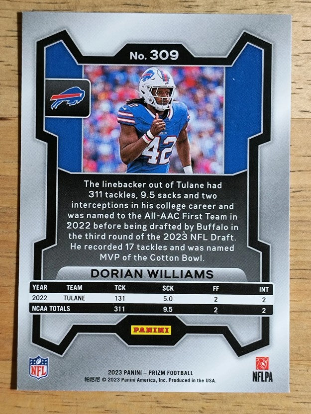 2023 Panini Prizm #309 Dorian Williams RC