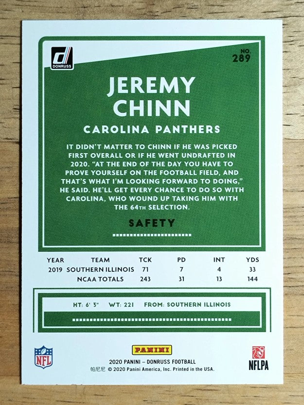 2020 Donruss #289 Jeremy Chinn RC