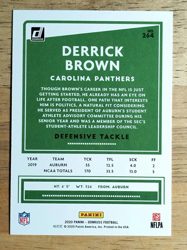 2020 Donruss #264 Derrick Brown RC