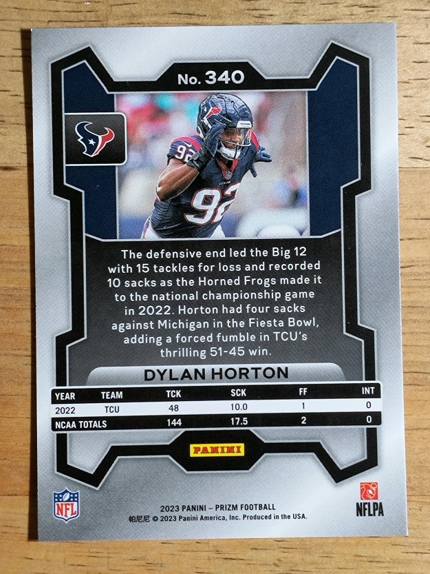 2023 Panini Prizm #340 Dylan Horton RC