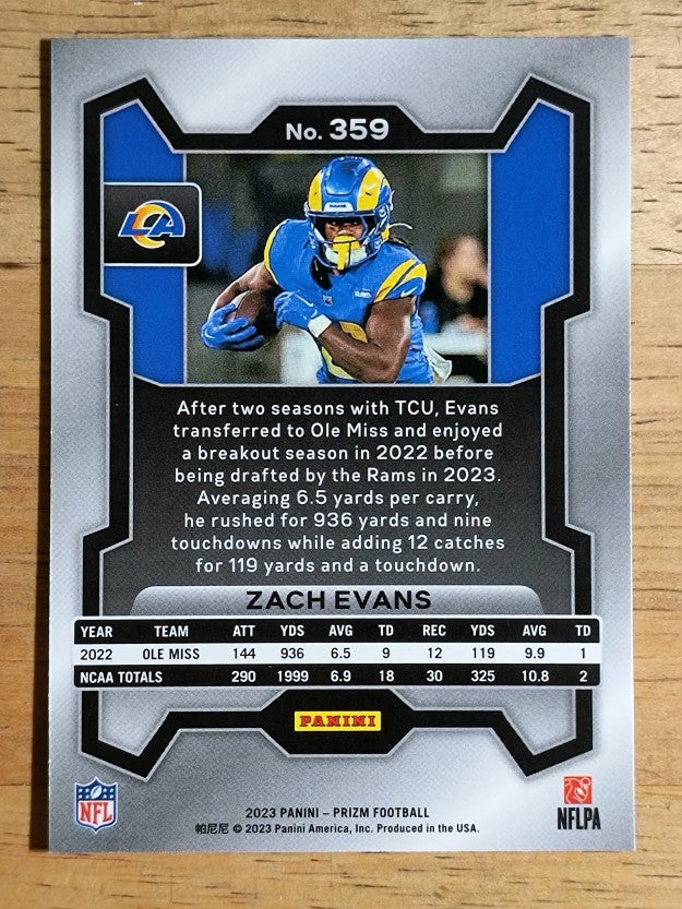 2023 Panini Prizm #359 Zach Evans RC