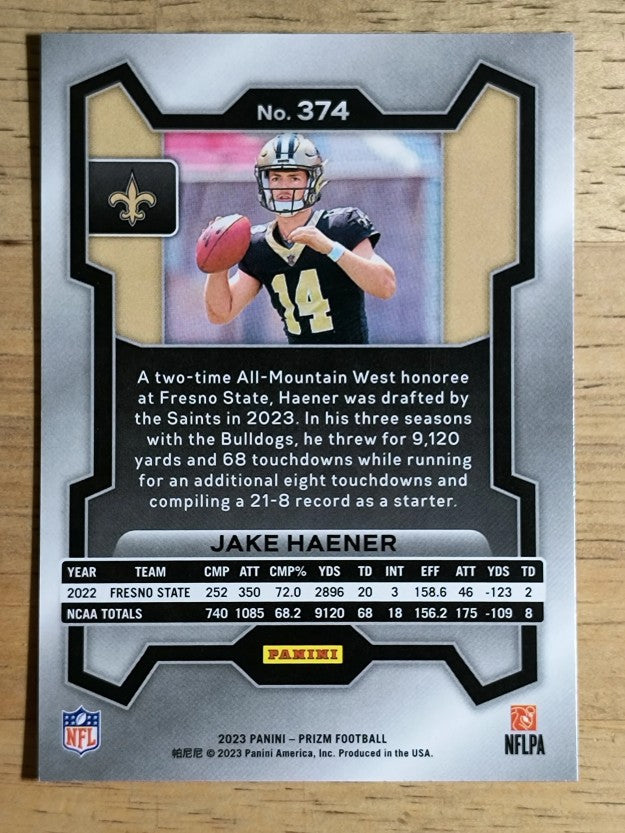 2023 Panini Prizm #374 Jake Haener RC