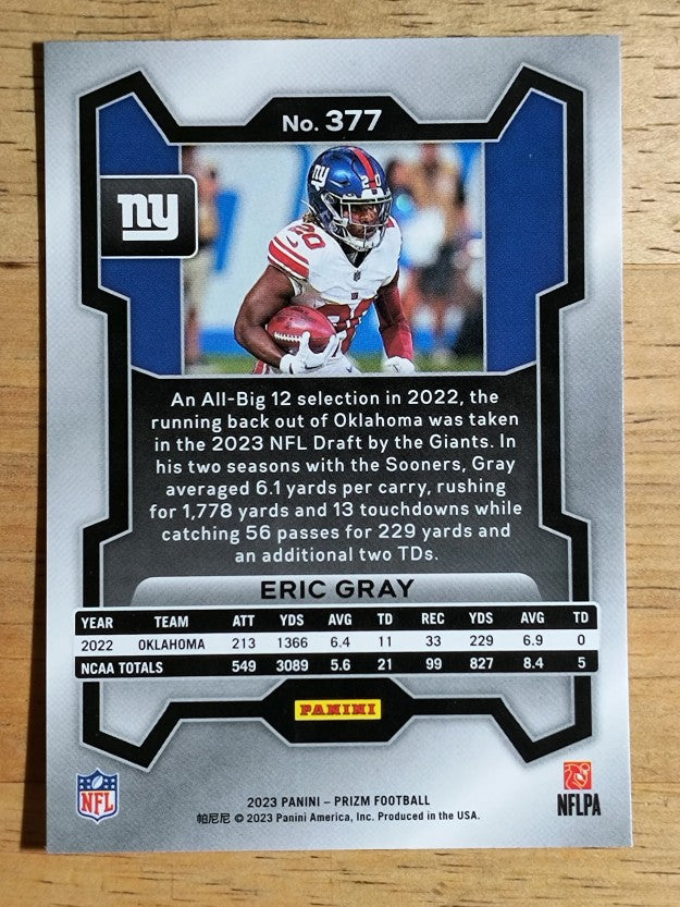 2023 Panini Prizm #377 Eric Gray RC