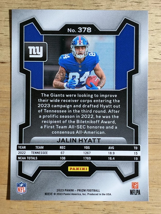 2023 Panini Prizm #378 Jalin Hyatt RC