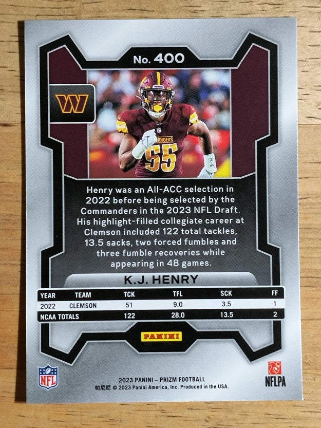 2023 Panini Prizm #400 K.J. Henry RC