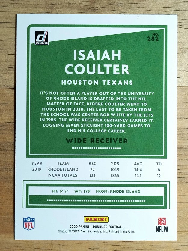 2020 Donruss #282 Isaiah Coulter RC