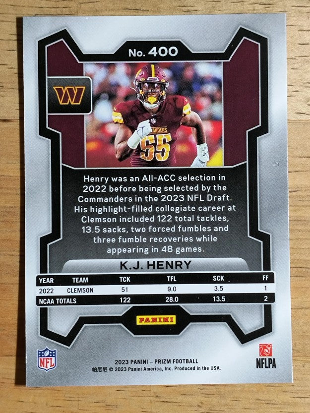 2023 Panini Prizm #400 K.J. Henry RC