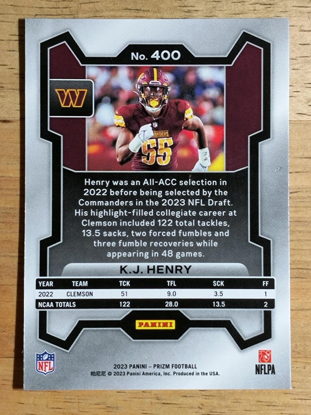 2023 Panini Prizm #400 K.J. Henry RC