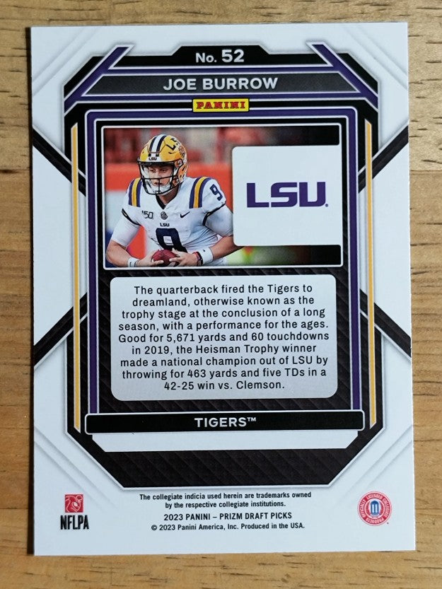 2023 Panini Prizm Draft Picks #52 Joe Burrow