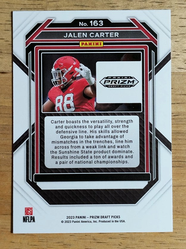 2023 Panini Prizm Draft Picks #163 Jalen Carter