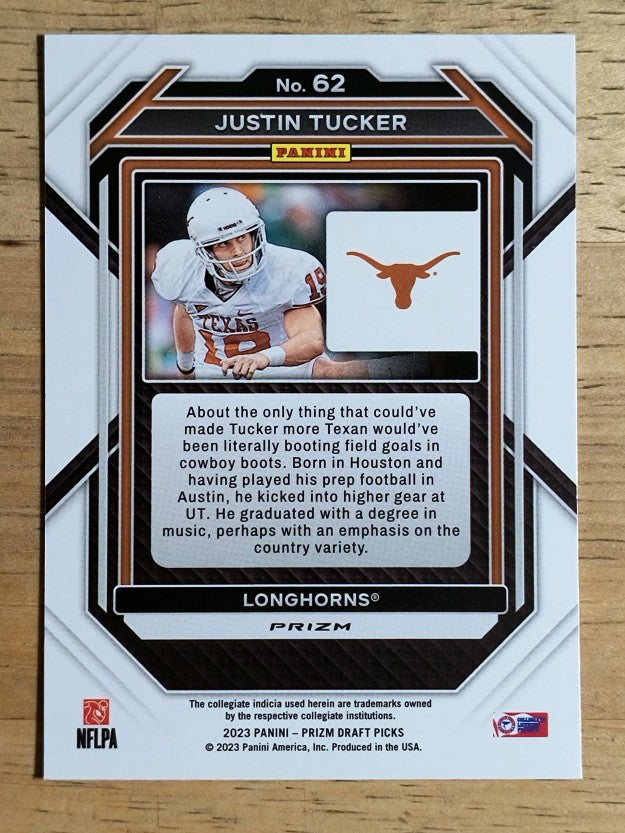 2023 Panini Prizm Draft Picks Prizms Red Ice #62 Justin Tucker